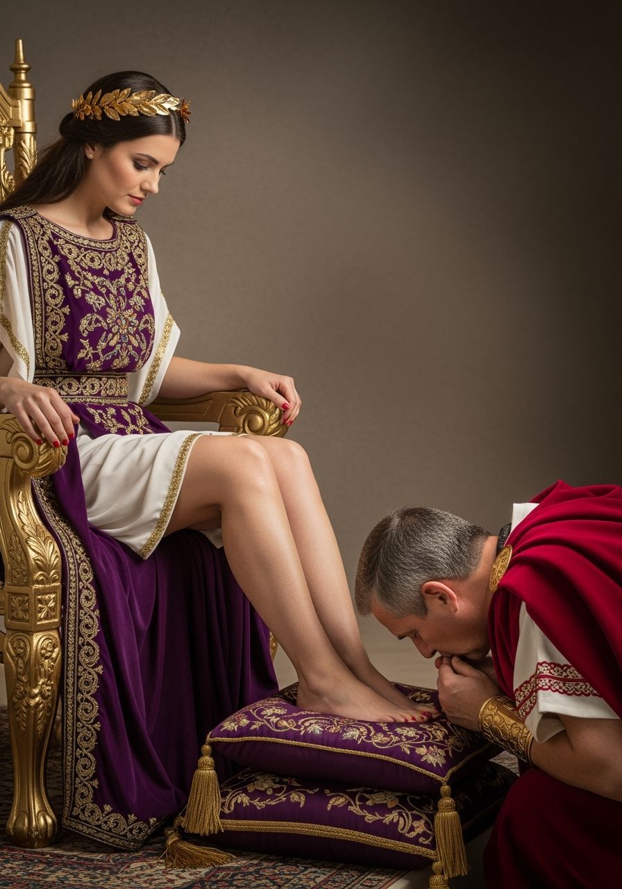 Roman Empress on Gold Throne in Photography Style