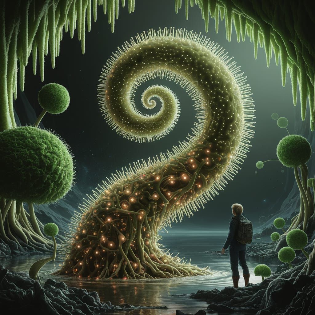 Colossal Fungal Creature Emerges from Mycelial Structure