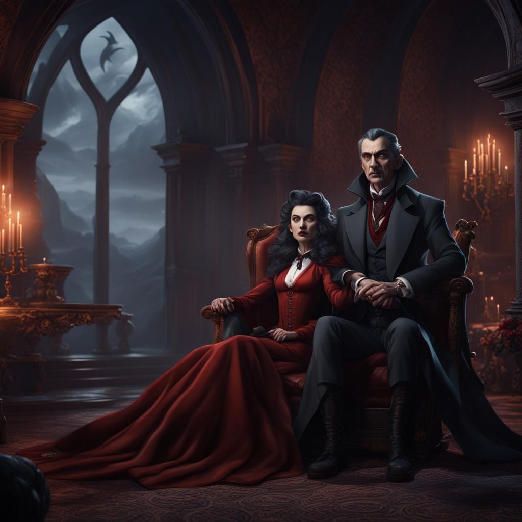 Dracula and Wife at Couples Counseling: Fantasy Art