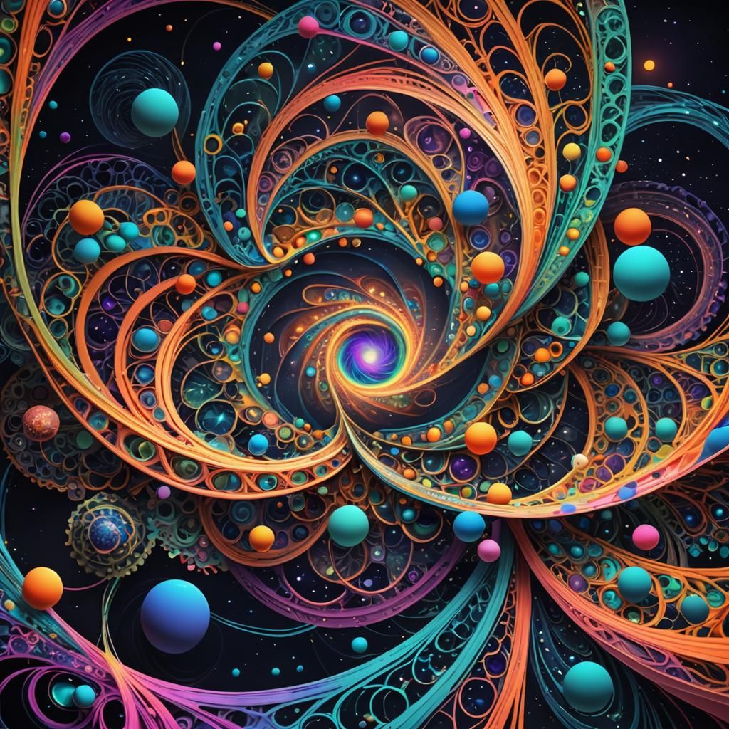 Cosmic Fractal Art: String Theory in Vibrant Colors