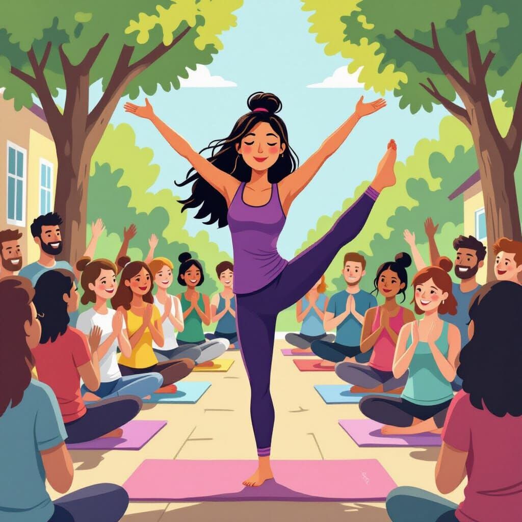 Funny Yoga Class Fails in Whimsical Art Style