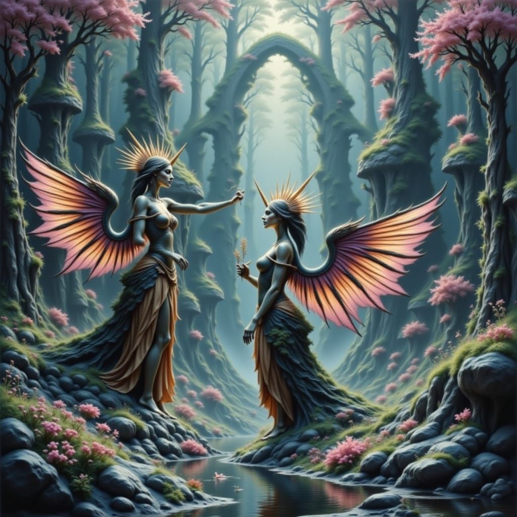 Futuristic Pastel Village with Cloud Unicorns