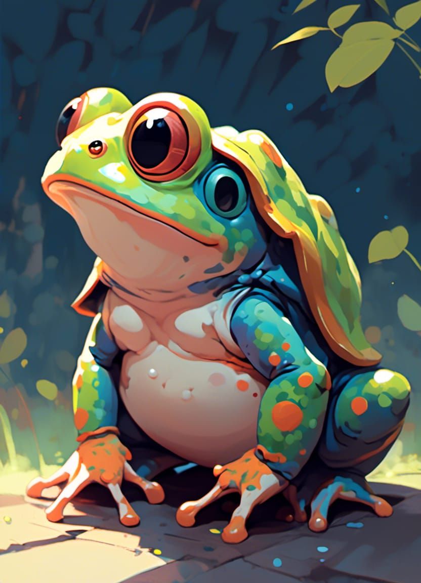 Adorable Toad Portrait in Cartoon Anime Style