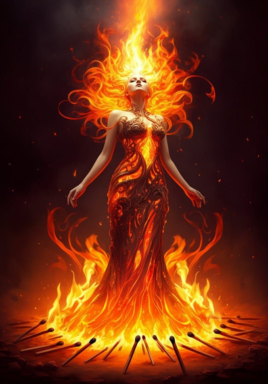 Fiery Woman Rising: Biomechanical Surrealism
