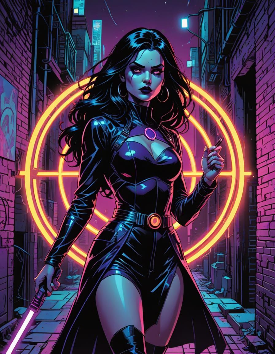 Goth Heroine Teleports in Jack Kirby Comic Art
