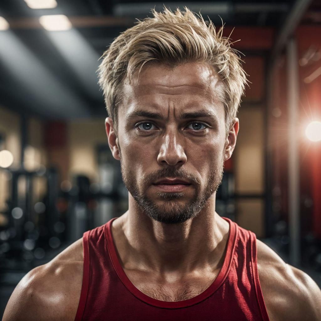 Scared Man in Gym Clothes