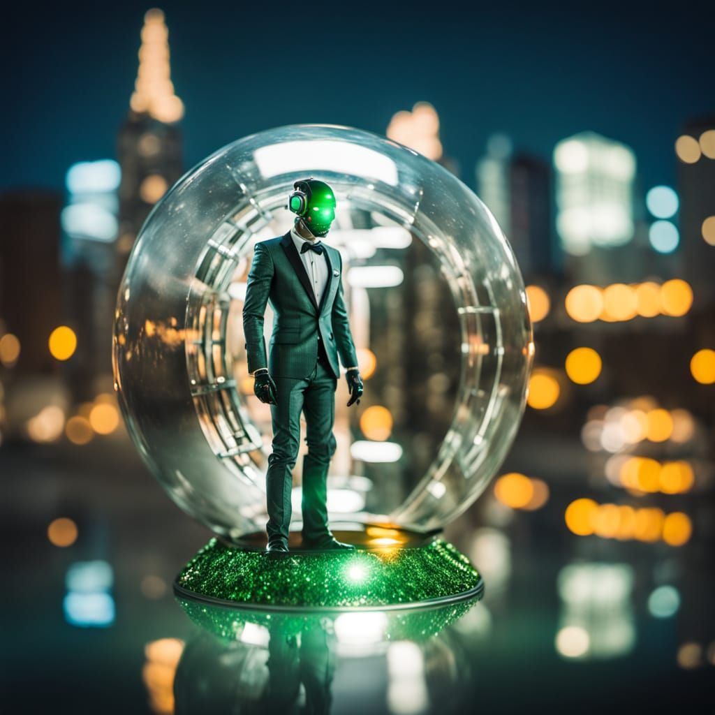 Surreal Android Genius in Futuristic Lab Scene