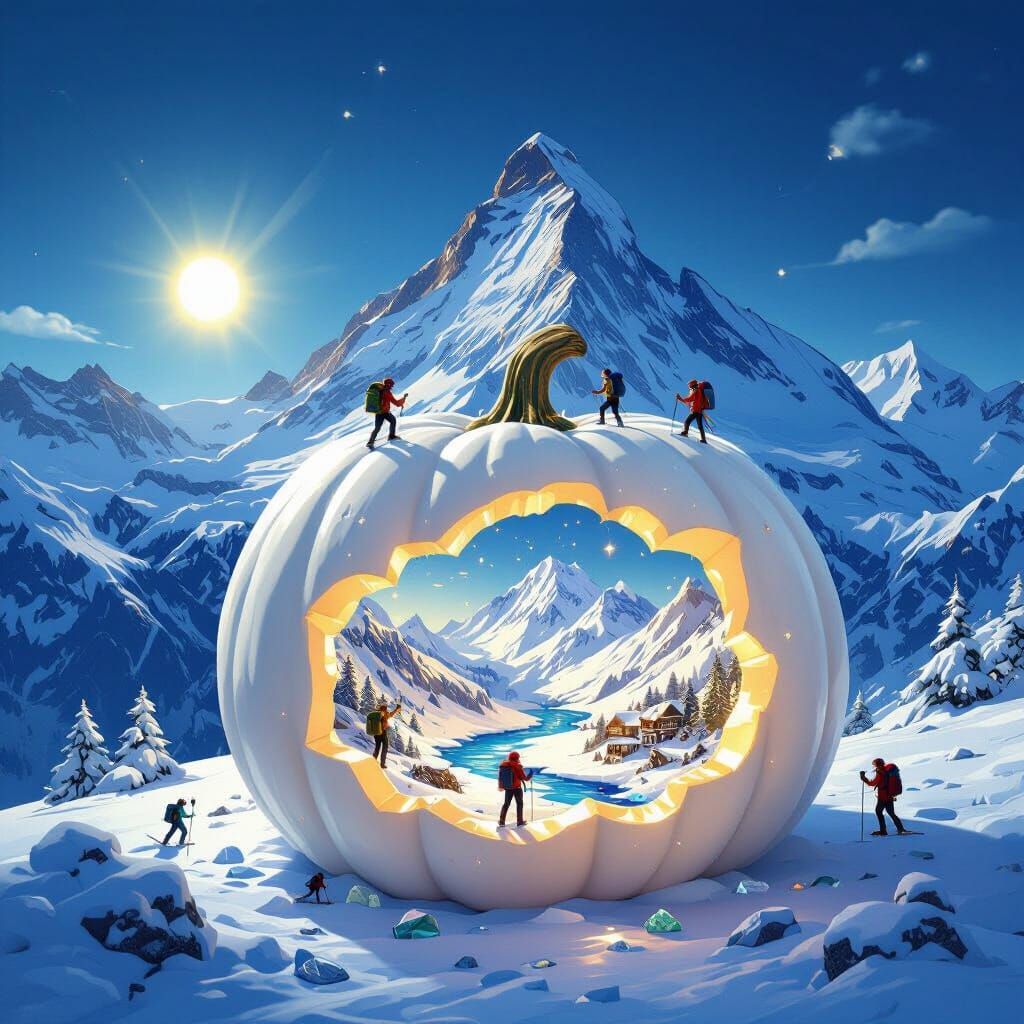 Mont Blanc Inside a Luminous Pumpkin, Manga Style