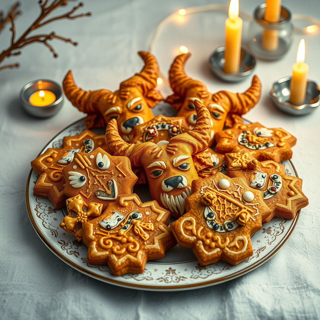 Festive Krampus Cookies in Folk Art Style