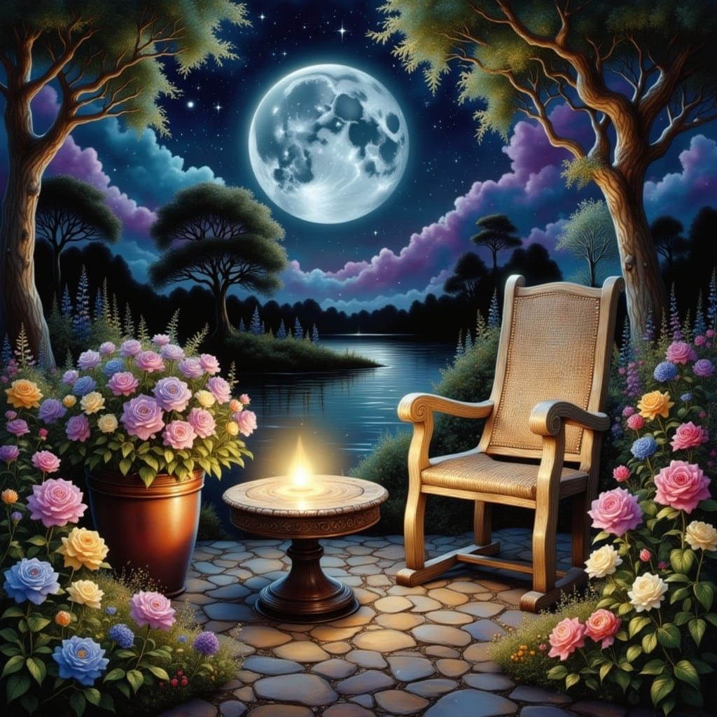 Midnight Garden Dreams in Vibrant Color