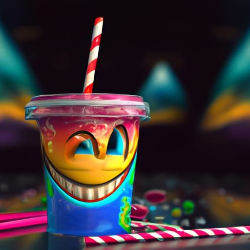 Drink with Funny Straw, Detailed Fantasy Art