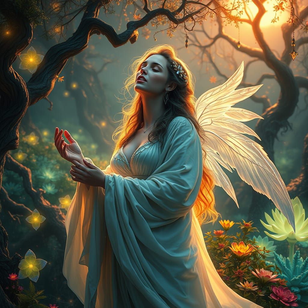 Ethereal Goddess Melpomene Sings with Haunting Beauty