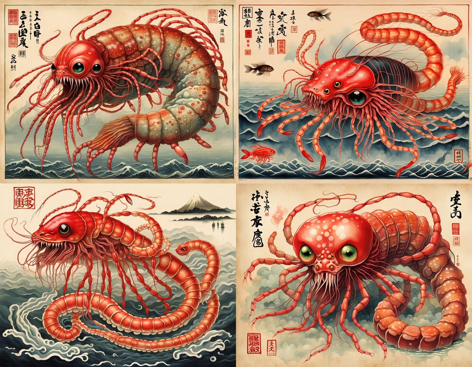 Mythical Hybrid Creature in Ukiyo-e Style
