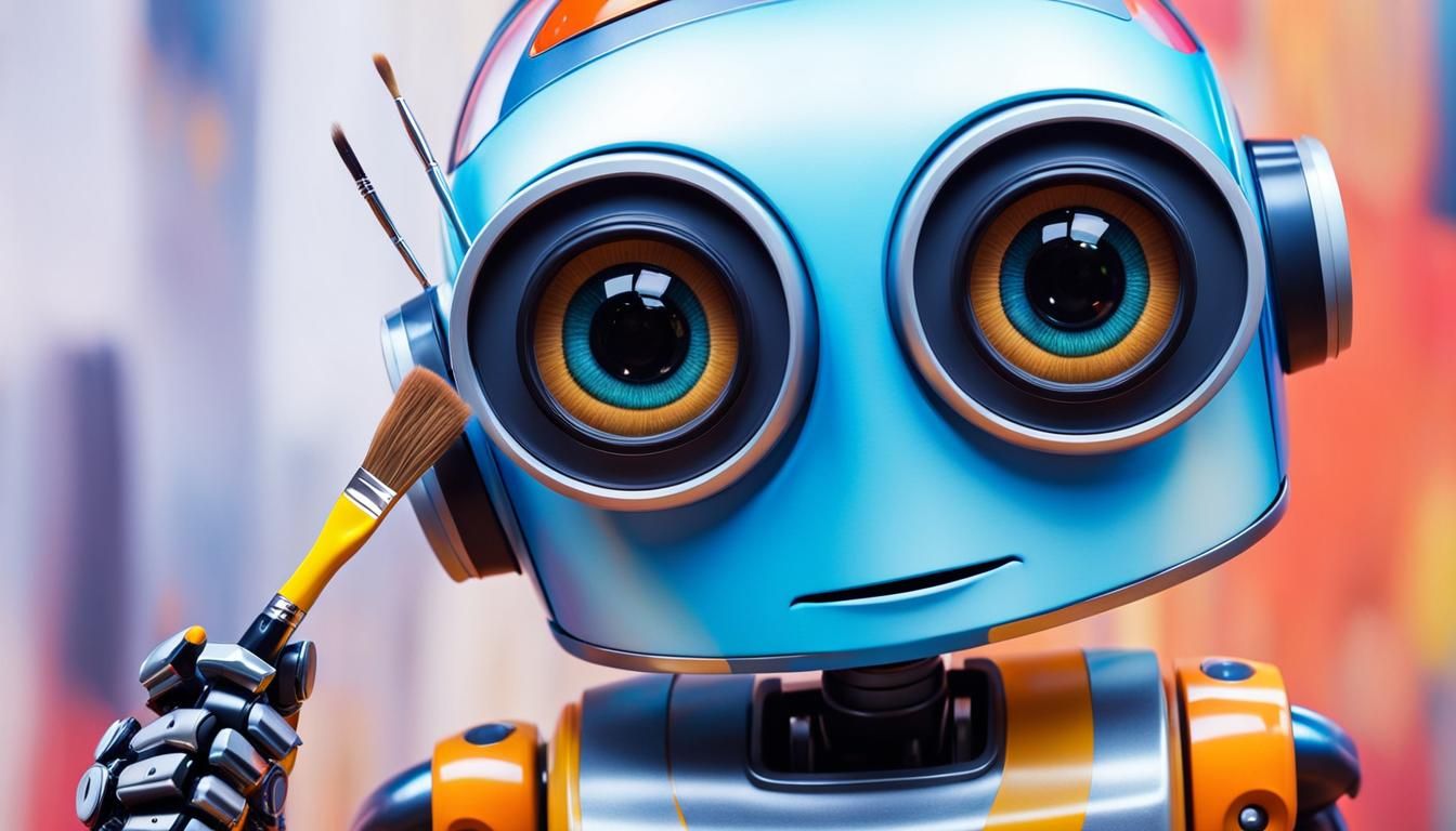 Funny One-Eyed Robot Painter, Digital Art