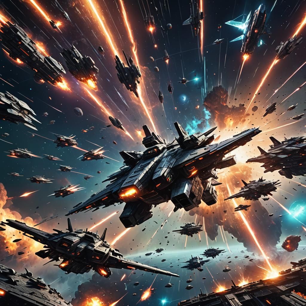 Futuristic Warships Clash in Epic Space Battle