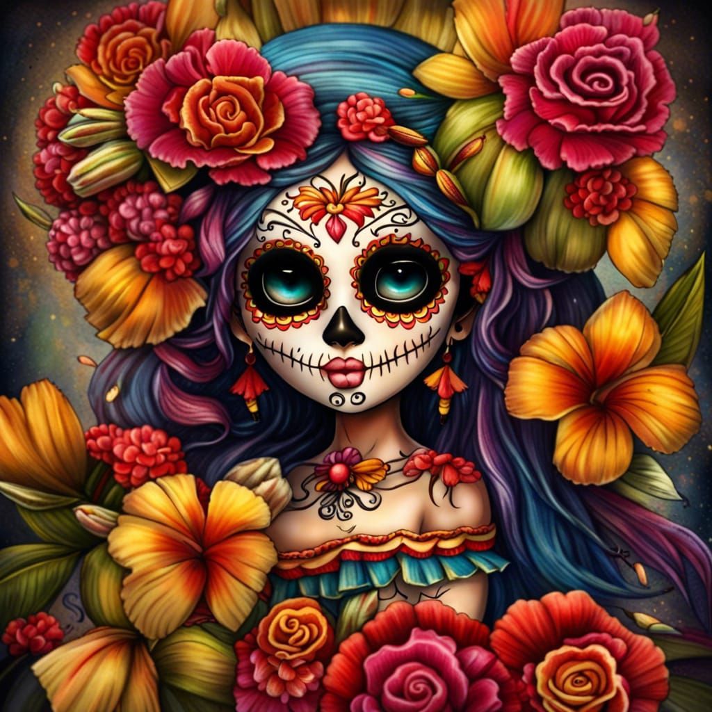 Day of the Dead Fairy in Hyperrealistic Detail