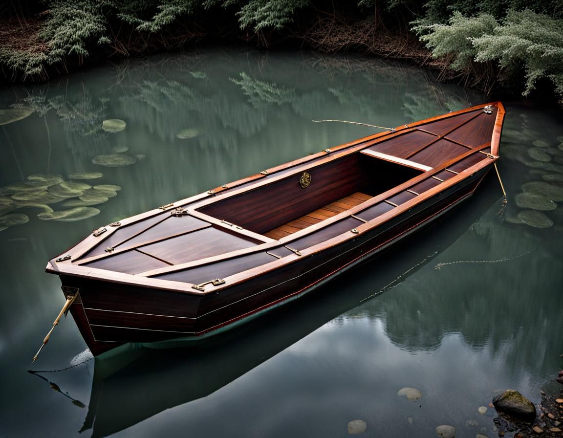 Symbolic Coffin Boat on the Water