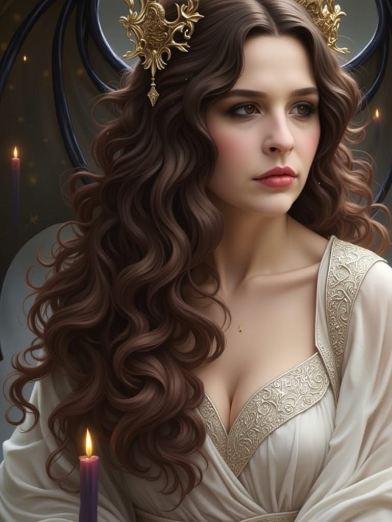 Vampiress in Mystical Darkness: A Vibrant Oil Painting