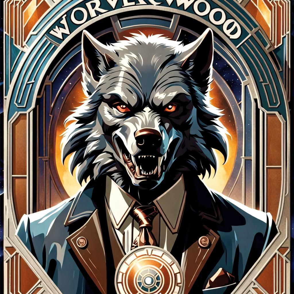 Art Deco Werewolf Card in Torchwood HQ
