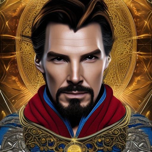 Majestic Man with Gold Cloak, Hyperdetailed Portrait