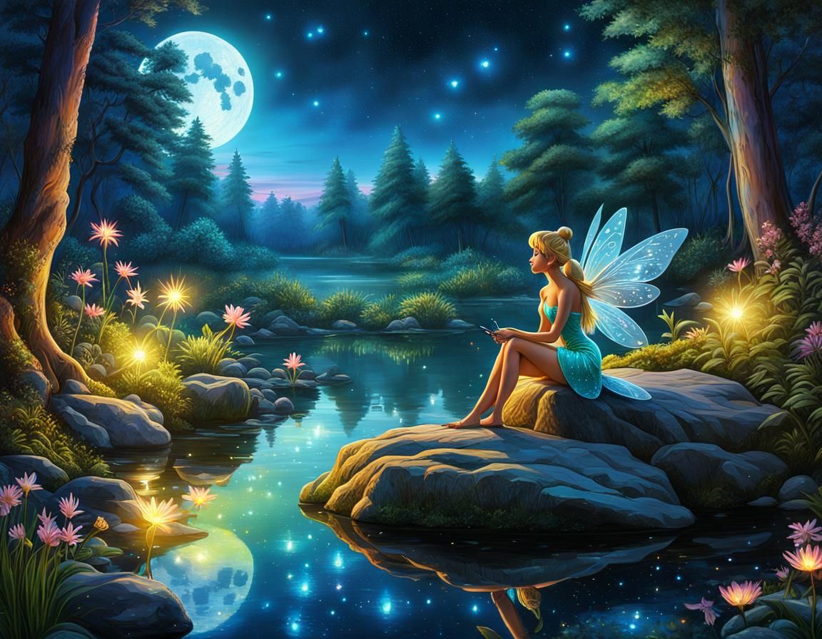 Enchanted: Tinkerbell in a Cosmic Fairy Forest