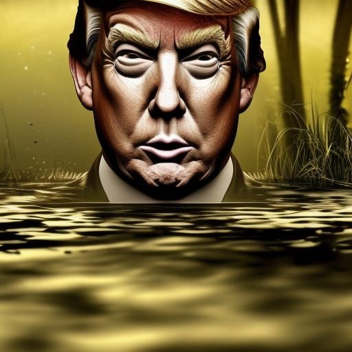 Photorealistic Face in Gloomy Swamp: Detailed Matte Painting