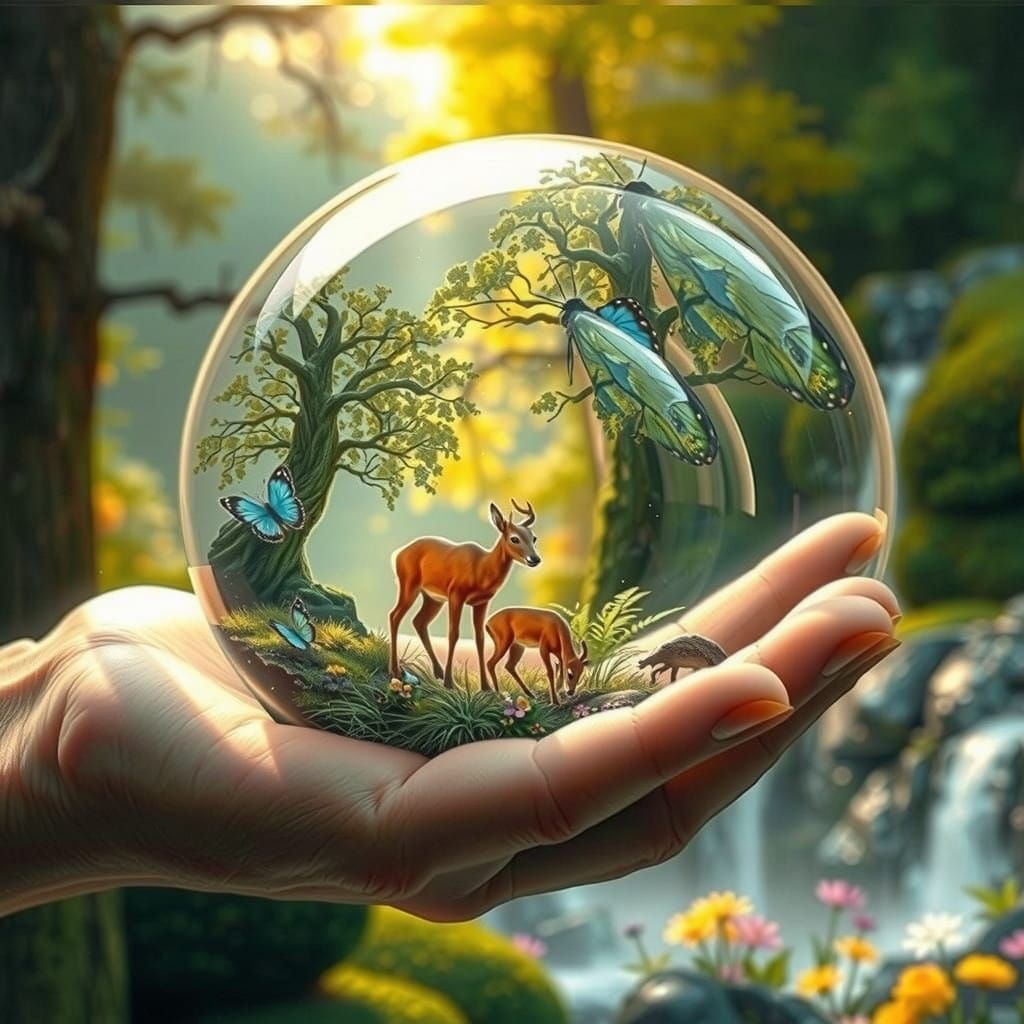 Gentle Hand Cradles Ethereal Forest Scene