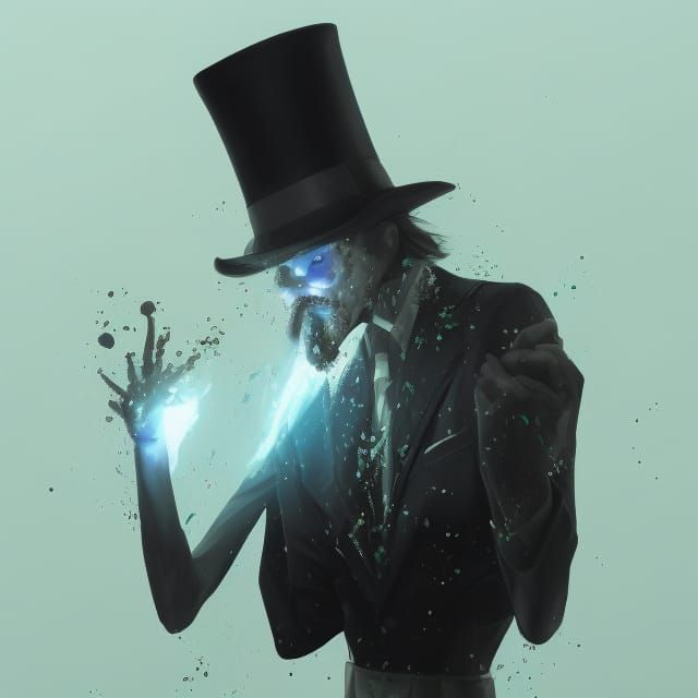 Detailed Portrait of a Magician in Studio Lighting