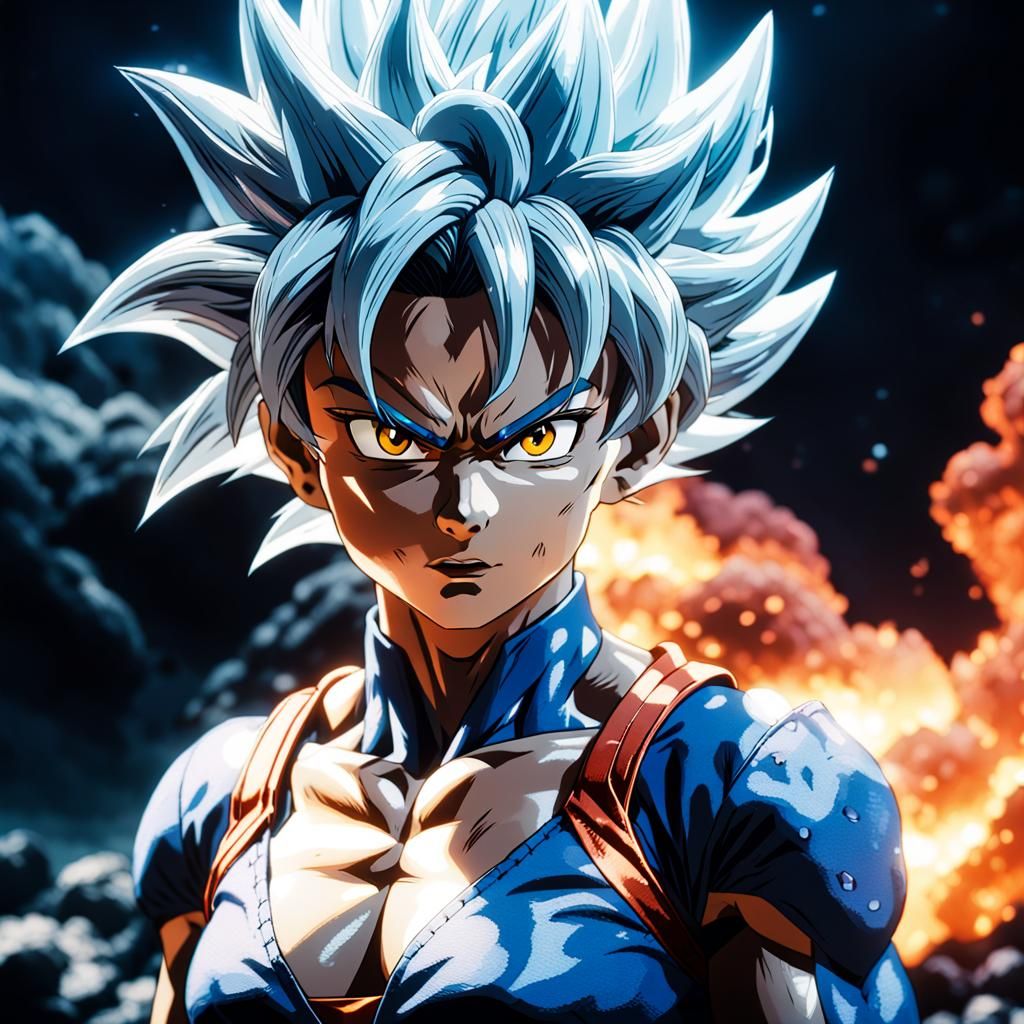 Ultra Instinct Saiyan Heroine: Cinematic Film Still