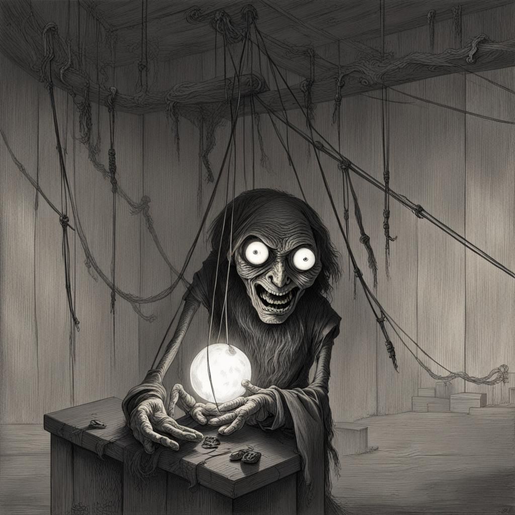 Horror Puppet with Glowing Eyes