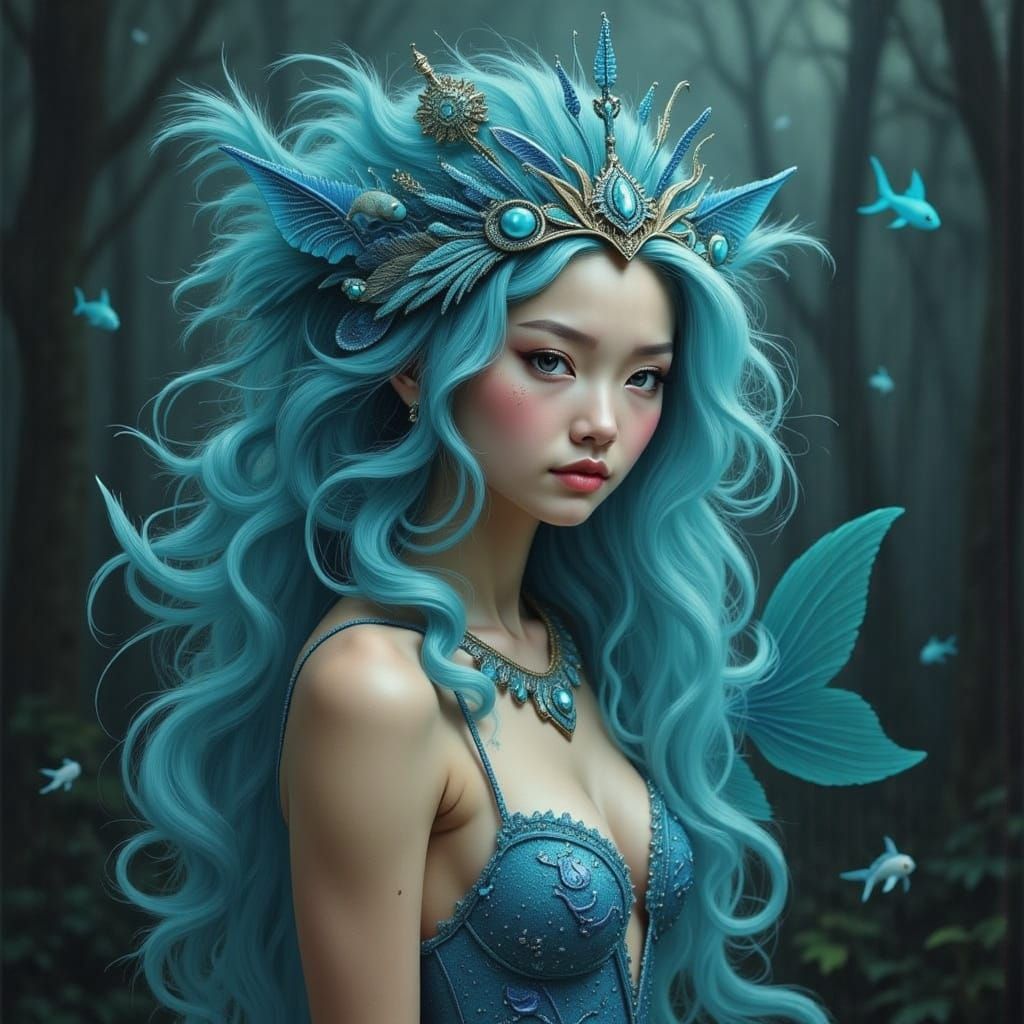 Majestic Axolotl Princess of the Seas