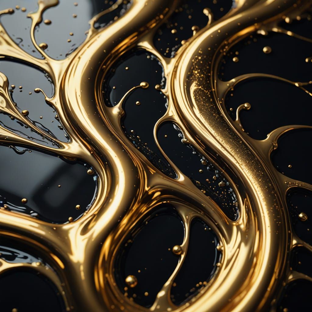 Liquid Gold Abstract Art in Chiaroscuro Style