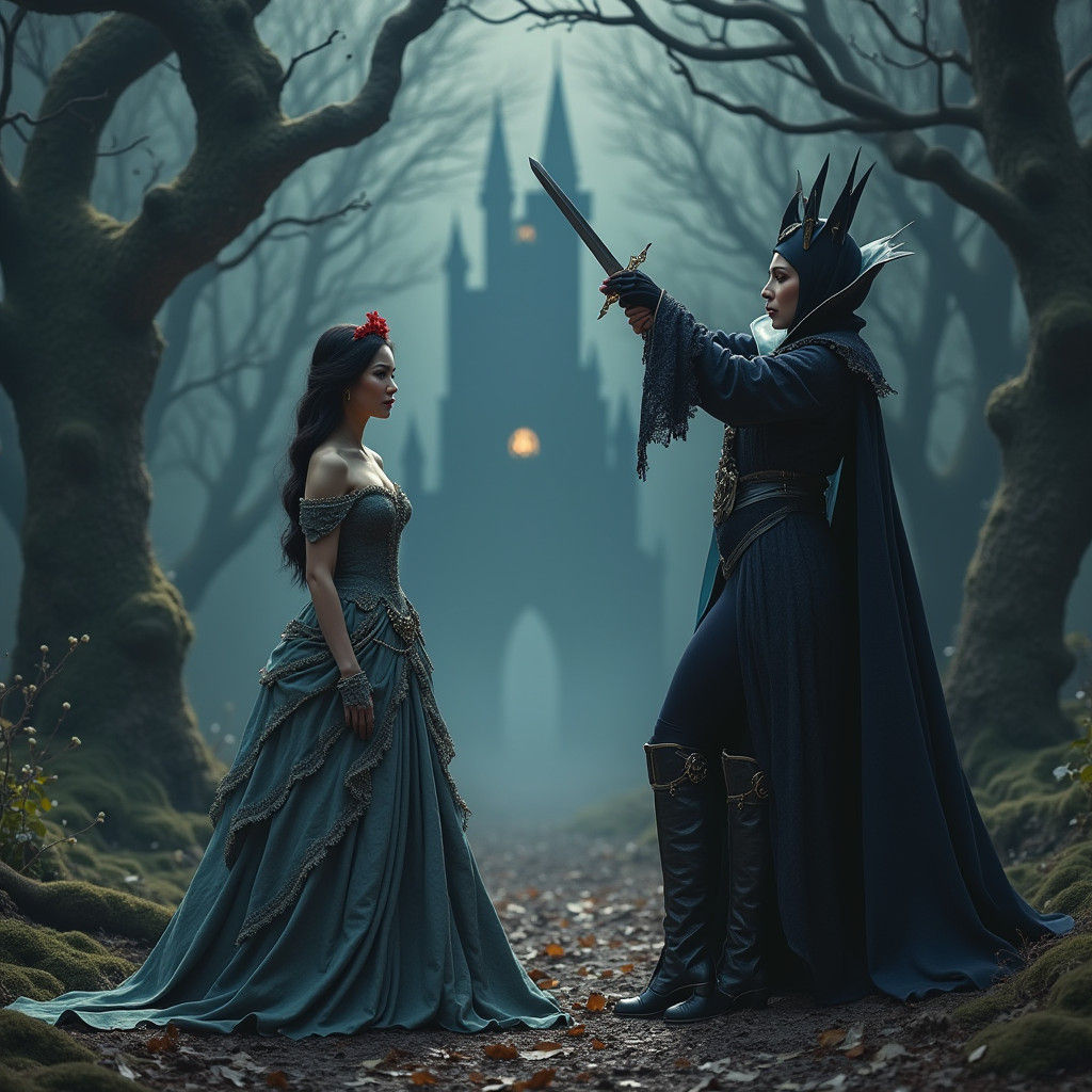 Snow White's Execution: A Dark Fairytale Scene