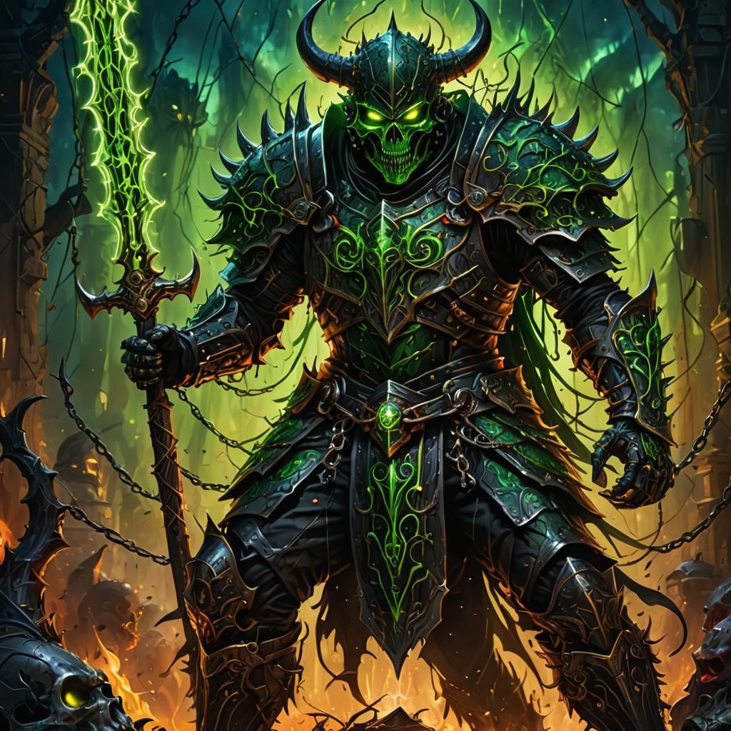 Demonic Knight with Glowing Eyes, 3D Render