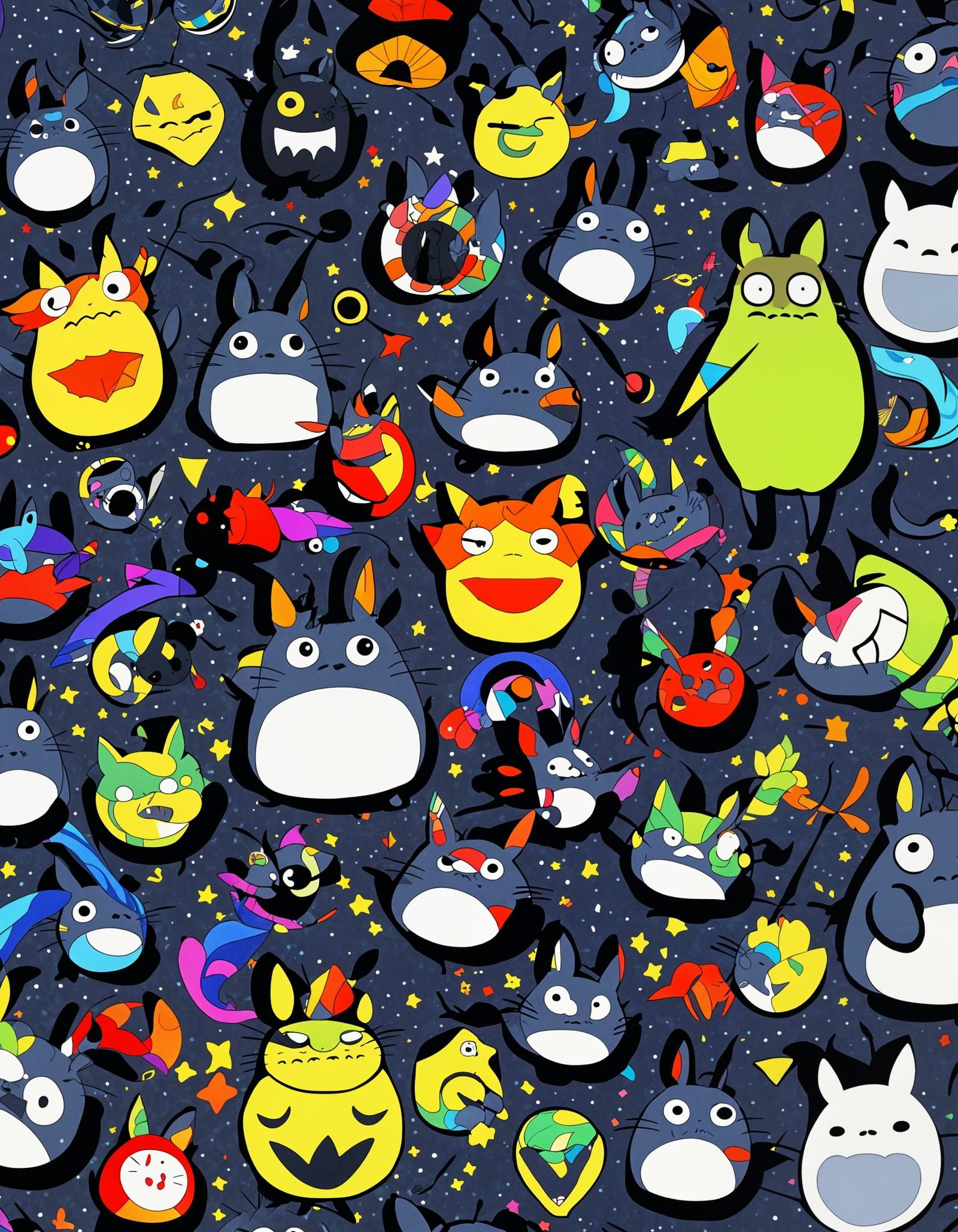 Whimsical Superflat Totoro Encounter