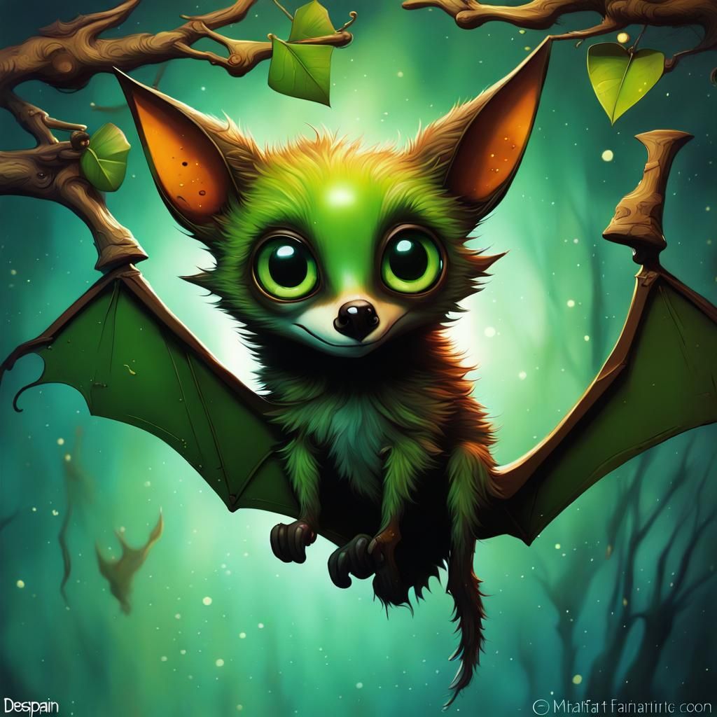 Hyperrealistic Flying Fox in Cosmic Night