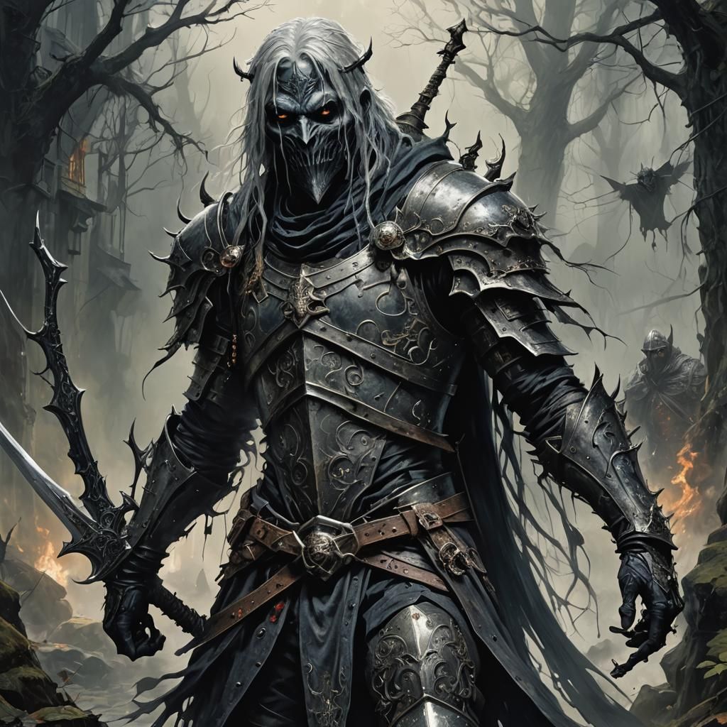 Eerie Drow Knight in Dark Fantasy Art