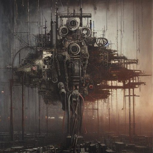 Dieselpunk Scourge: A Surreal Biomechanical Mockery