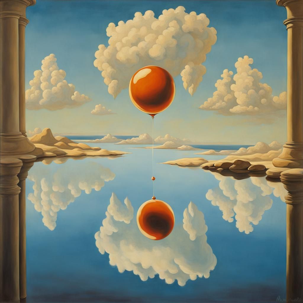 Floating Water Droplets in Surrealist Style