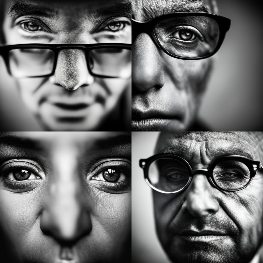 Man with Glitter Glasses: Close-Up Portrait