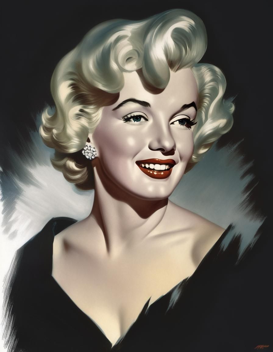 Marilyn Monroe Illustration in Vintage Style