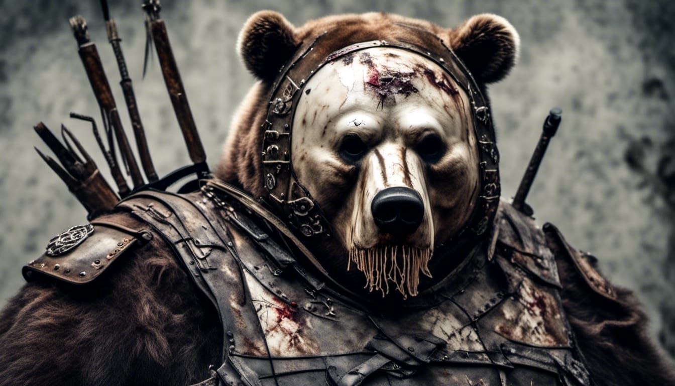 Hyperrealistic Zombie Bear Legionnaire Portrait