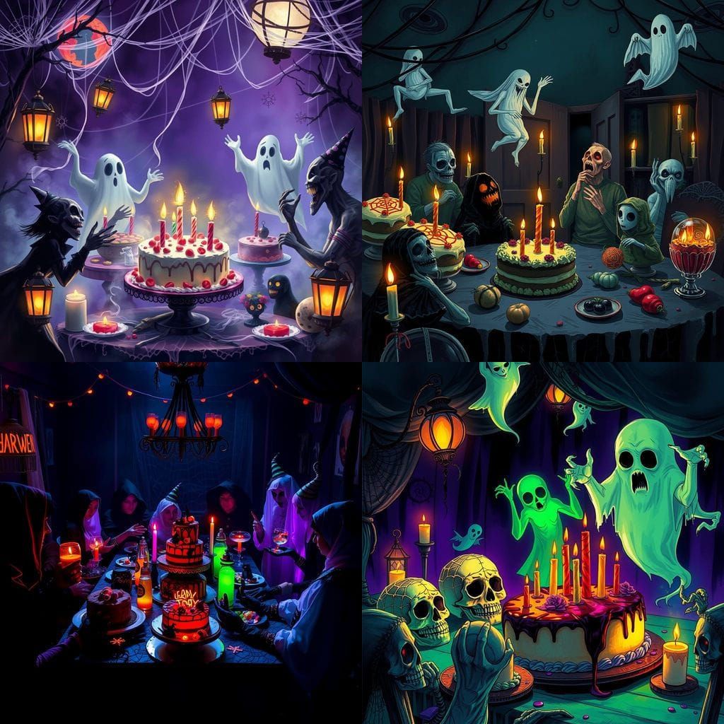 Spooky Birthday Celebration with Haunted Cakes and Eerie Dec...