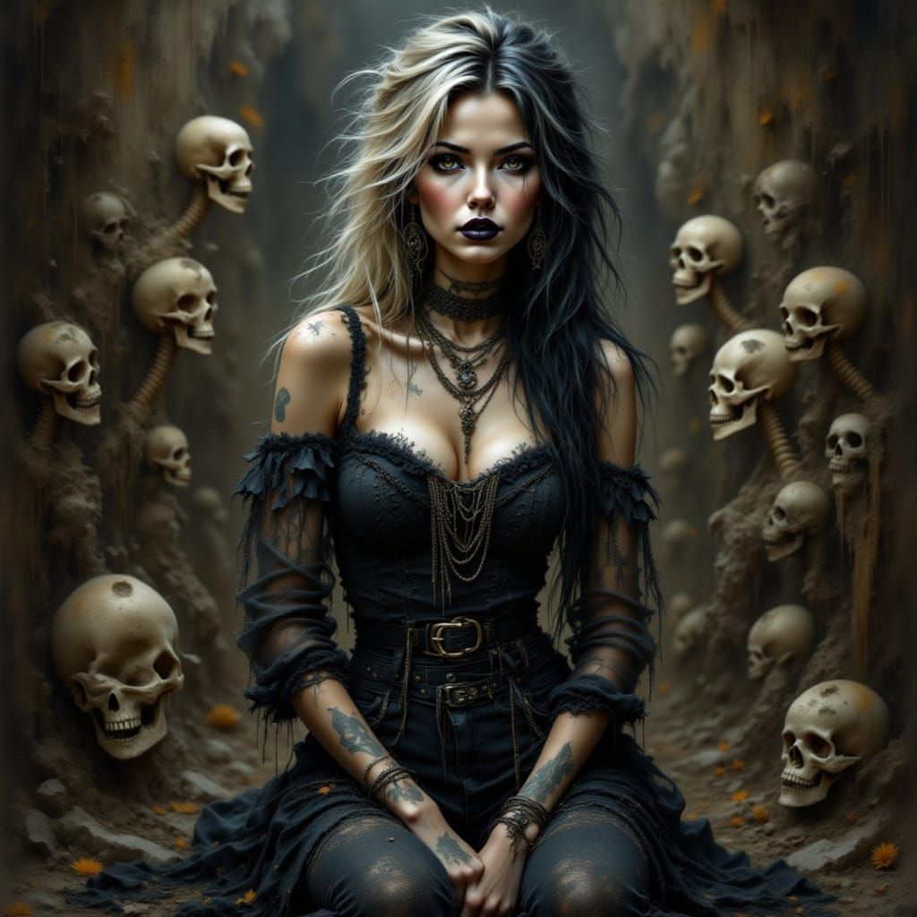 Necromancer Sculpting Living Bones in Dark Workshop