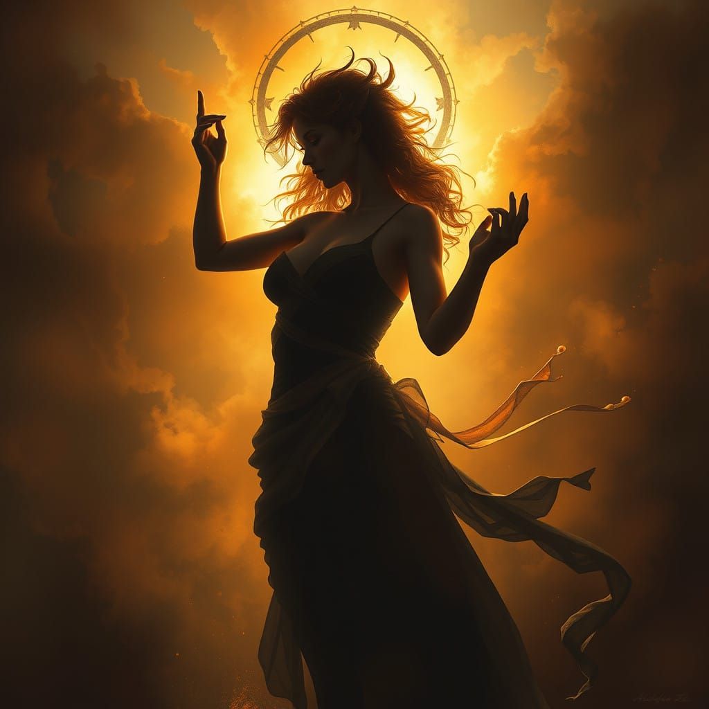 Surrealistic Abstract Art of Comforting Female Silhouette