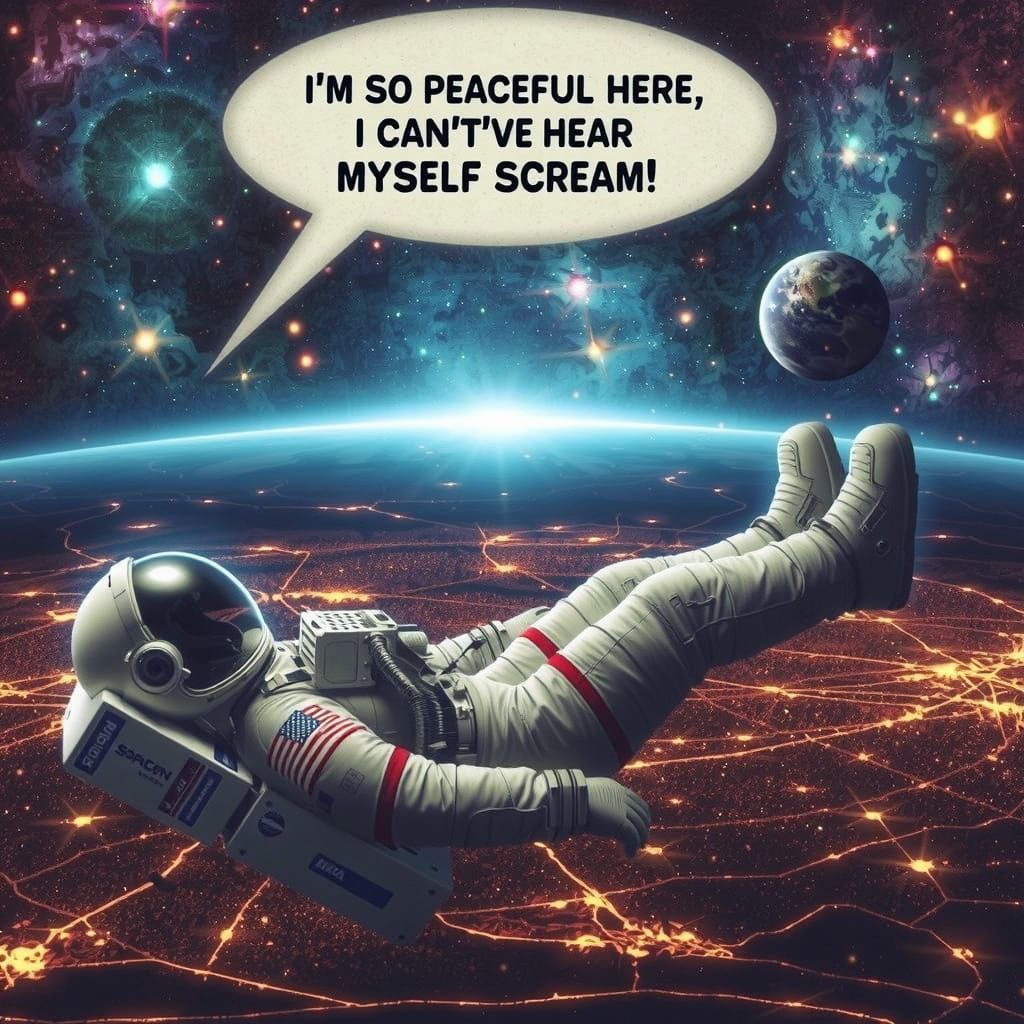 Astronaut's Silent Scream in Starry Darkness