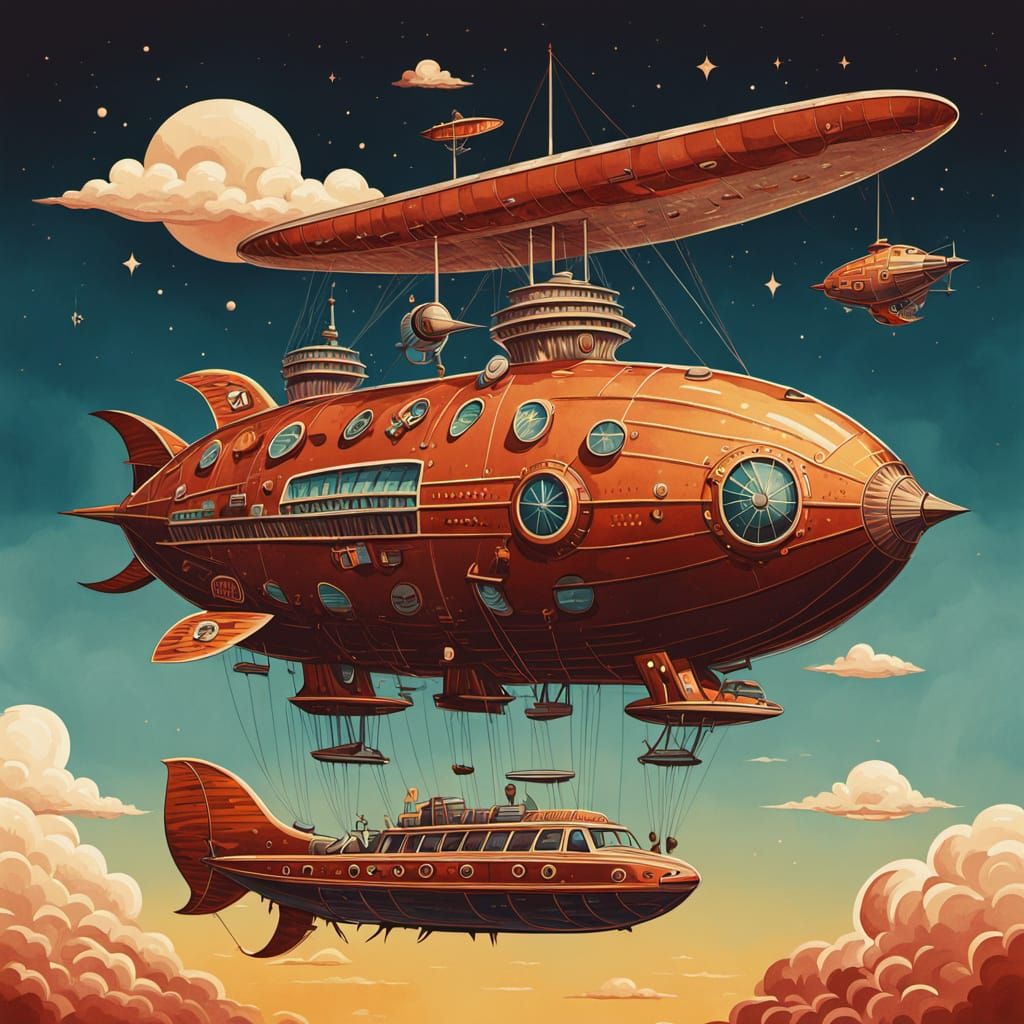 Retro-Futuristic Airship at Vintage Root Beer Bar