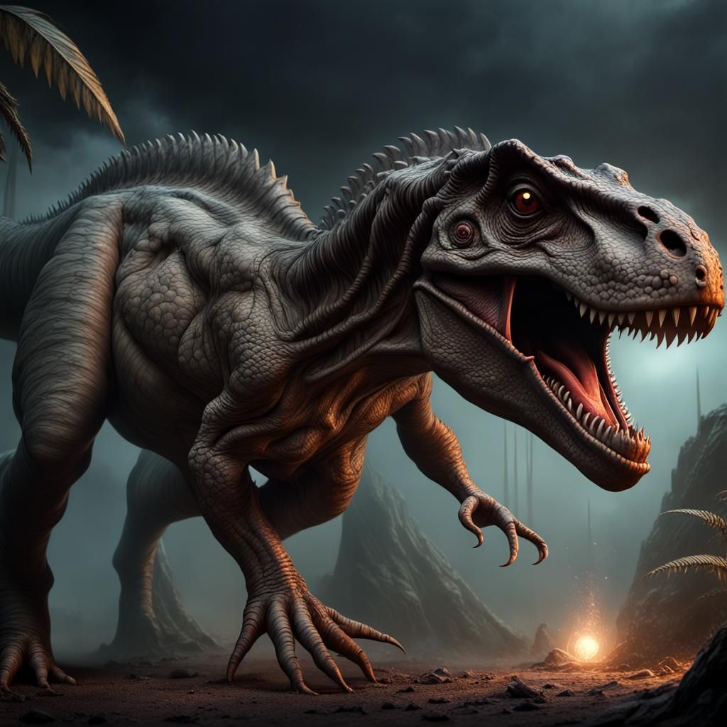 Gorgosaurus in Dark Fantasy Style Concept Art