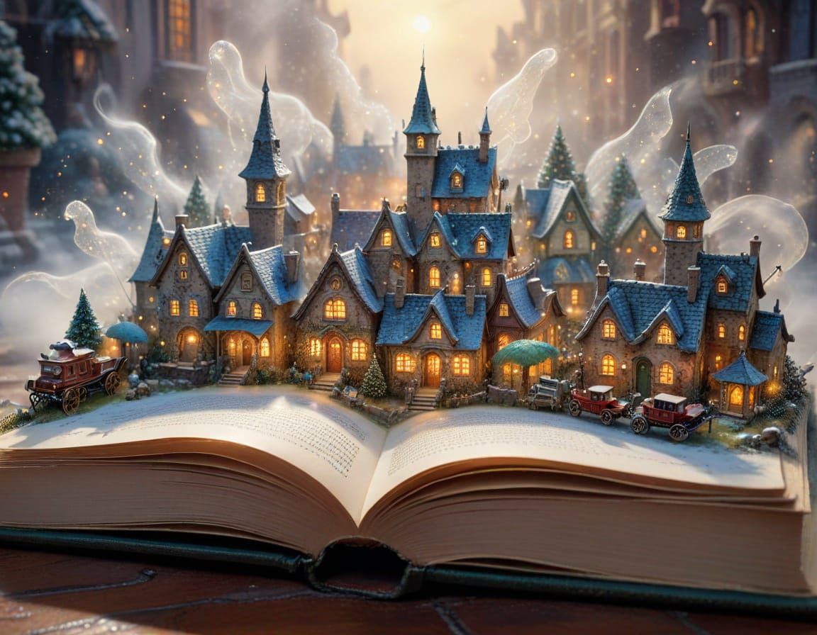 Glowing Book Reveals Miniature Fairy City in Watercolor Styl...