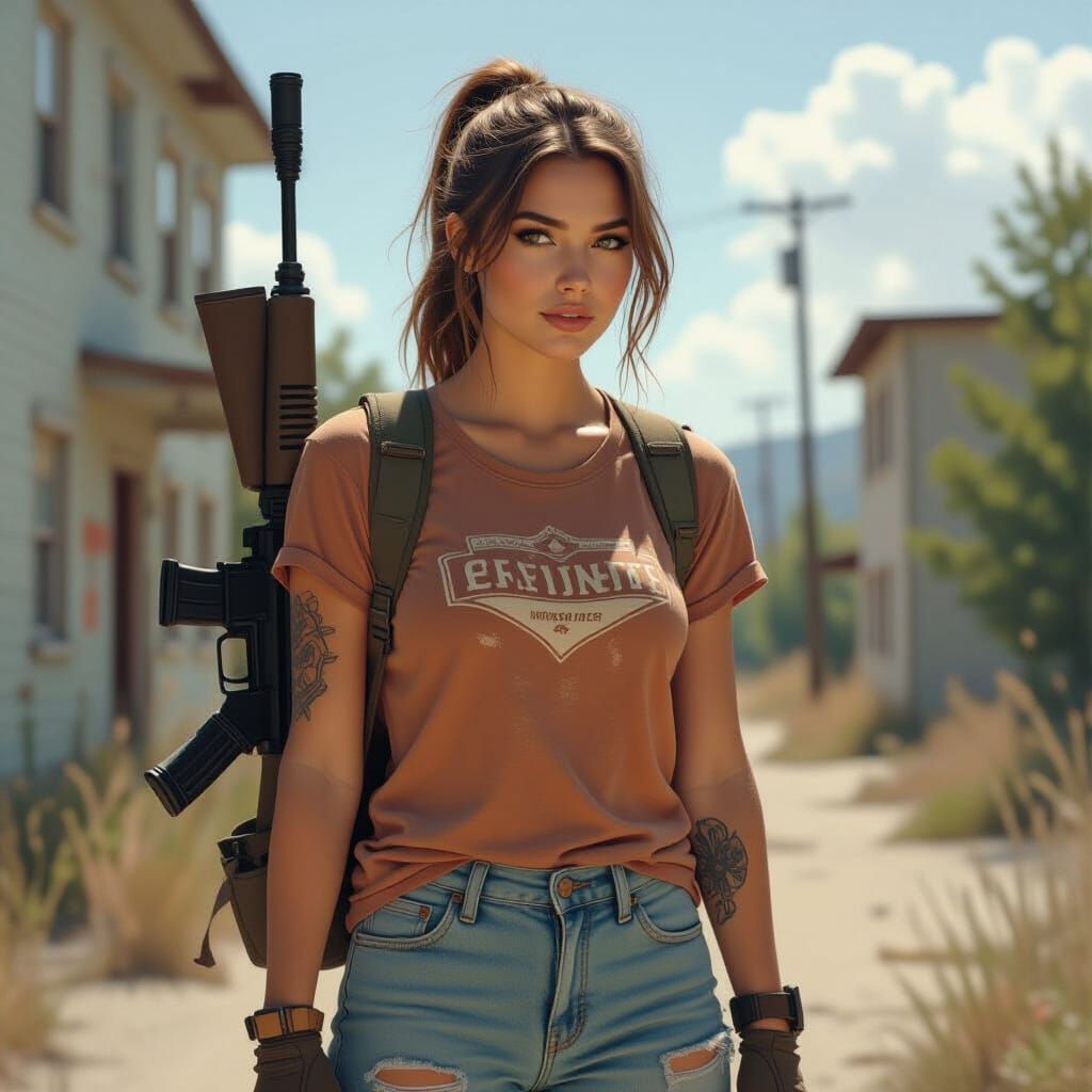 Post-Apocalyptic Woman Guarding Abandoned Hospital